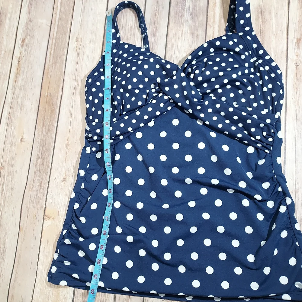 Lands End blue polka dot tankini top 10